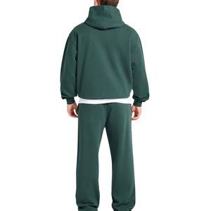 Mens Dark Green Hoodie Tracksuit <b>Set</b> <b>Matching</b> Sweatpants <b>Jogger</b> Pants Two Piece Casual Sportswear Streetwear Pullover Hooded - Product Image 2