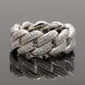 Bague en argent 925 avec chaîne cubaine et diamants, la plus vendue, pour hommes, style hip-hop, bijoux bling-bling, disponible en gros - Product Image 6