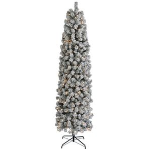 7.5ft Green Flocking PVC Christmas <b>Tree</b> with Pointed Pencil Shape 350 Warm Color Clearance <b>Lights</b> 641 Branches Clearance Sale - Product Image 2