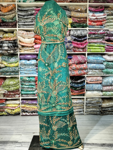 Conception africaine de luxe robe en soie de haute qualité pierre d'argent perlée travail manuel qualité George hiver cravate africaine pour l'automne - Product Image 5