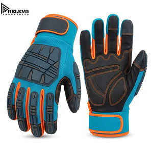 Gants de travail, bleu sarcelle, orange et noir, résistants aux chocs, équipement de sécurité, protection des mains pour mécaniciens, entrepôt et travaux généraux - Product Image 2