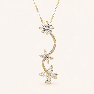 Collier pendentif pour femme plaqué or 18 carats avec zircons cubiques taille marquise et taille poire, serti en canal, classique pour le quotidien - Product Image 1