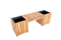 Banc en bois d'acacia en gros avec jardinières, conçu dans un style rustique pour les applications d'extérieur et de jardinage