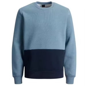 Sudadera de Hombre con Bloques de Color, Dos Tonos, Felpa de Algodón Grueso, Estilo Urbano, Corte Ajustado, Cuello Redondo, Informal, para Deporte y Entrenamiento - Product Image 1