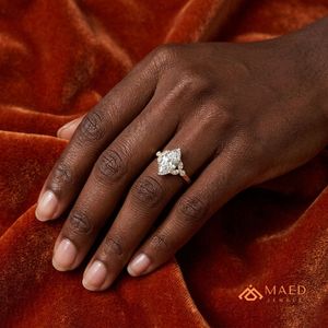 Marquise Cut Moissanite Halo Bridal Engagement <b>Ring</b> for Women Gold Plated Wedding & Anniversary Gift - Product Image 5