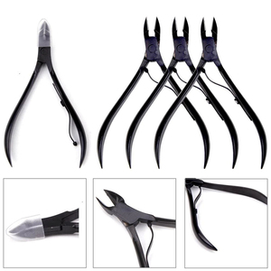 Ciseaux à cuticules droits en acier inoxydable chirurgical, finition noire mate, à ressort unique, de précision, pour peaux mortes et ongles, pour salon de manucure/pédicure - Product Image 1