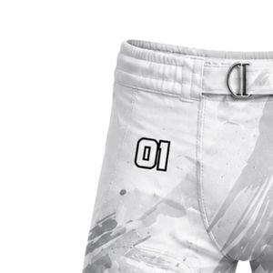 White & Light Gray American Football Padded <b>Compression</b> Shorts with Protective Foam Panels for Sports Training & Competition - Product Image 2