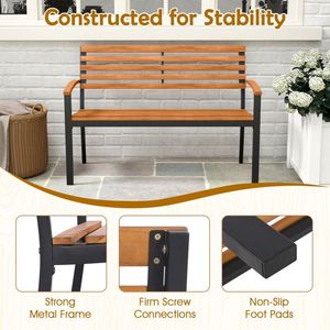 Banc de jardin en bois d'acacia avec dossier et accoudoirs - Product Image 5