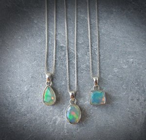 Ethiopian <b>Opal</b> Necklace Sterling Silver Pear Cut <b>Opal</b> <b>Pendant</b> October Birthstone Jewelry Gift for Her Elegant - Product Image 1