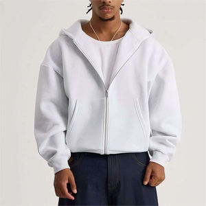 Sudadera con Capucha Blanca Lisa para Hombre, con Cierre, Personalizable con Logotipo, Antiarrugas, Casual, para Primavera y Otoño - Product Image 1