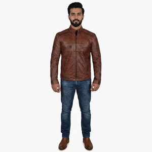 Chaqueta de Cuero Genuino Estilo Gamuza para Hombre, Marca Privada OEM, Ropa de Calle Personalizada, Prenda Exterior Vintage Transpirable para Otoño - Product Image 6