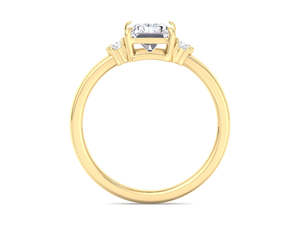 Anillo de Compromiso con Diamante Cultivado en Laboratorio de Corte Radiante, con Diamantes Laterales en Racimo, Oro Amarillo de 18k, Chapado en Rodio, Certificado IGI, Anillo de Lujo - Product Image 4