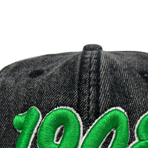 AKA Black Denim Distressed Hat Green Numbers Embroidered Baseball <b>Cap</b> Adjustable Washed Denim Headwear Casual Fashion <b>Vintage</b> - Product Image 3