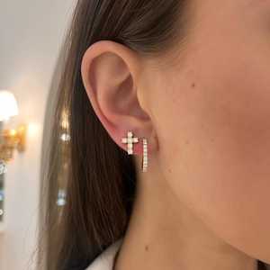 Cross Stud <b>Earrings</b> 1Ct 14k Solid Gold Modern Dainty Prong Set Push Back Round Lab Grown Diamond Everyday Fine Jewelry Wholesale - Product Image 4