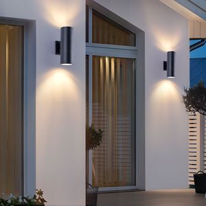 Modern Outdoor <b>Wall</b> <b>Sconce</b> 2-Pack Aluminum Cylinder with Tempered Glass Waterproof Patio <b>Light</b> for Garden - Product Image 1