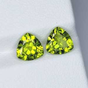 Par de peridotos naturales con corte trillón, piedras preciosas sueltas verdes, par a juego para la fabricación de joyas, proveedor mayorista - Product Image 3