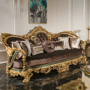 Juego de Sofás Tapizados en Madera de Teca de Lujo, Tallados a Mano, Estilo Europeo Clásico, Muebles de Sala de Estar, Diseño Elegante Premium - Product Image 2