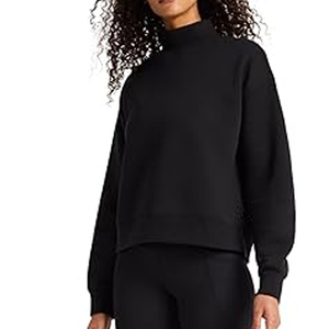Women Turtleneck Winter Sweatshirt 100% Cotton Fleece Lightweight Breathable Eco-Friendly Digital Printing <b>Drop</b> Shoulder Style - Product Image 3