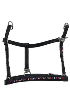 Rub International 6mm Stone Crystal Leather Halter con tamaño personalizable y color English Saddle Style Horse Halter - Product Image 2