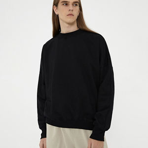 Sweat-shirts à capuche surdimensionnés pour hommes en polyester/coton doux de haute qualité, col rond, logo personnalisé, numérique, écologique, noir uni - Product Image 4