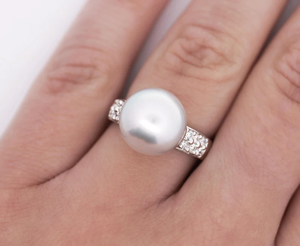 Bague en argent sterling 925 avec perle blanche, alliance de mariage, sertie de griffes rondes, bijoux élégants pour femmes - Product Image 4