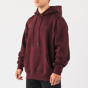 Sudaderas con Capucha Personalizadas con Logotipo, de Felpa Francesa de Algodón, para Gimnasio y Running, Estilo Holgado, Color Borgoña, para Hombres Activos - Product Image 3