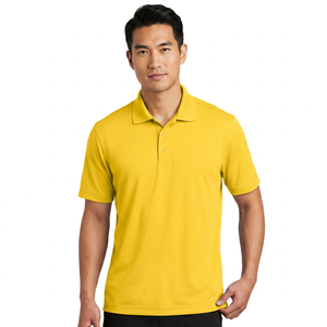 Polo de Punto de Manga Corta Amarillo para Hombre, Color Sólido, Estilo Casual, Corte Regular, Diseño con Botones - Product Image 2