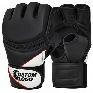 Guantes Profesionales de Piel Negra para MMA, Guantes de Combate con Acolchado Reforzado para Entrenamiento de Artes Marciales y Deportes de Combate - Product Image 1