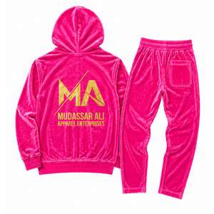 Ensemble de survêtement bleu à capuche Mudassar Ali Apparel Enterprises, 100% polyester, 350 g/m², fermeture éclair intégrale, poche avant - Product Image 6