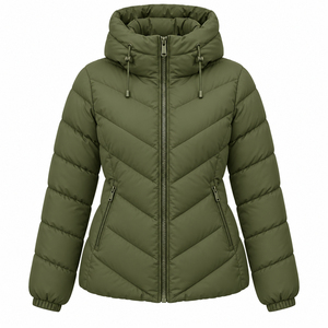 Wholesale Custom Printed Women's Puffer Jacket Breathable Nylon Oversized <b>Thick</b> Winter <b>Quilted</b> Cotton Canvas Custom Logos - Product Image 4
