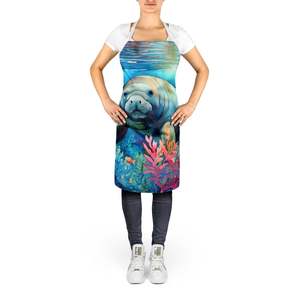 Delantal de cocina de Manatí Unisex Multicolor grande para cocinar, hornear, manualidades, jardinería, mujeres y hombres adultos - Product Image 2