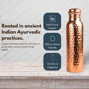 Handcrafted Hammered <b>Copper</b> Water <b>Bottle</b> Pure <b>Copper</b> <b>Drinking</b> <b>Bottle</b> Leakproof Reusable Wellness <b>Bottle</b> Factory Wholesale - Product Image 6