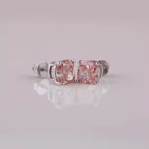 Moissanite Cushion Cut Diamond Stud <b>Earrings</b> with Screw <b>Back</b> Certified Iced Out Cute Luxury <b>Earrings</b> Set for Women's - Product Image 2