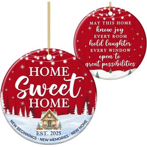Nuova Decorazione per la Casa 2025, Migliori Idee Regalo per l'Inaugurazione della Casa, Pallina di Natale Personalizzata e Ornamento per Albero per la Prima Casa - Product Image 1