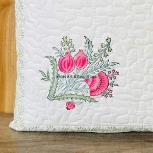 Funda de Cojín Cuadrada Decorativa de Algodón con Estampado a Mano Indio, Acolchada, 40 x 40 cm - Product Image 2