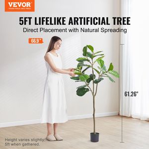 Albero di Ficus Lyrata Artificiale Antiribaltamento da 1,5 m in PE, Pianta Finta Realistica a Bassa Manutenzione - Product Image 2