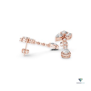 Boucles d'oreilles pendantes en or rose 18 carats avec diamants de laboratoire en forme de poire et ovale de 1,78 ct, boucles d'oreilles statement à plusieurs pierres superposées pour femmes - Product Image 2