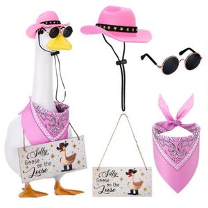 Pink Western Goose Costume Cowboy Hat Sunglasses Paisley Scarf <b>Wooden</b> <b>Sign</b> Porch Yard Decor - Product Image 6