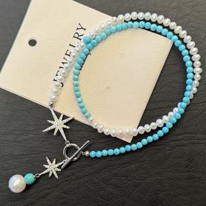 Collier de luxe en perles naturelles étoile demi-clavicule 2025, design de niche haut de gamme, collier de perles tendance pour le Nouvel An - Product Image 1