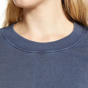 Women's Crew Neck Sweatshirt Solid Color 100% Cotton Knitted Breathable Regular Length Autumn Wear - Product Image 6