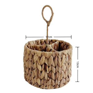 Eco-Friendly Mini Handmade Natural Water Hyacinth Hand-Woven Simple Style Storage <b>Basket</b> for Home Use Knives Forks & <b>Small</b> Items - Product Image 2