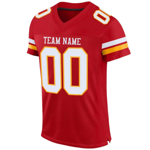Custom American Football Jersey V-Neck Short Sleeve 100% Polyester Moisture Wicking Breathable Mesh Team Numbers Front Print - Product Image 4