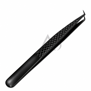 Pince à épiler isolée à 45 degrés pour extensions de cils, en acier inoxydable, avec grip texturé, logo personnalisé, instrument de beauté - Product Image 3