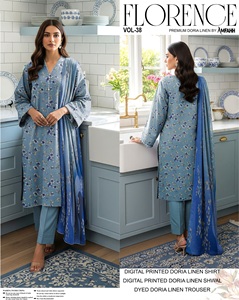 Famous designer ladies winterwear kameez shalwar Linen fabric pakistani style suits <b>for</b> <b>women</b> embroidered printed lenin - Product Image 2