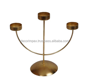 Portavelas de diseño dorado de Metal, soporte decorativo hecho a mano para Navidad y Festival, portavelas - Product Image 1