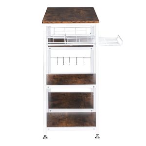 Scaffale Industriale Rustico Marrone a 3 Livelli per Cucina, Carrello Porta Forno a Microonde, Postazione di Lavoro e Supporto per Forno - Product Image 5