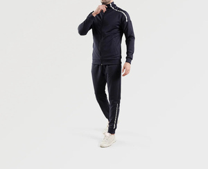 Men's Navy Hooded <b>Zip</b>-<b>Up</b> Tracksuit <b>Jacket</b> With Side Pockets Breathable Casual Full Sleeve Solid Design Autumn Wear - Product Image 4