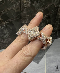 Rose Gold Plated 925 Silver Moissanite Cuban Link Flower Claw <b>Set</b> Hip Hop <b>Bangle</b> Bracelet for Anniversary Gift - Product Image 4