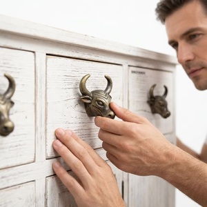 Tirador y Pomo de Hierro Fundido con Diseño de Cabeza de Toro para Muebles Modernos, Ideal para Sala de Estar, Oficina en Casa, Cajones y Armarios - Product Image 4