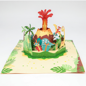 Tarjeta de Felicitación 3D Pop-Up al por Mayor, Diseño de Fiesta de Cumpleaños de Dinosaurios, Impresión Personalizada, Tema de Aventura Animal - Product Image 5